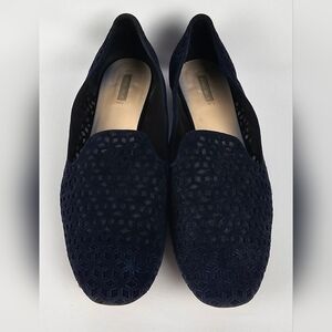 Giorgio Armani Ballet Flats Navy Cutout Suede Womens Shoe Size EU 40.5 US 9.5